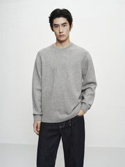 Men's Grey Brushed Sweater with Embroidery