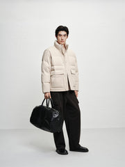 Men's Textured Jacquard Stand-Collar Down Jacket