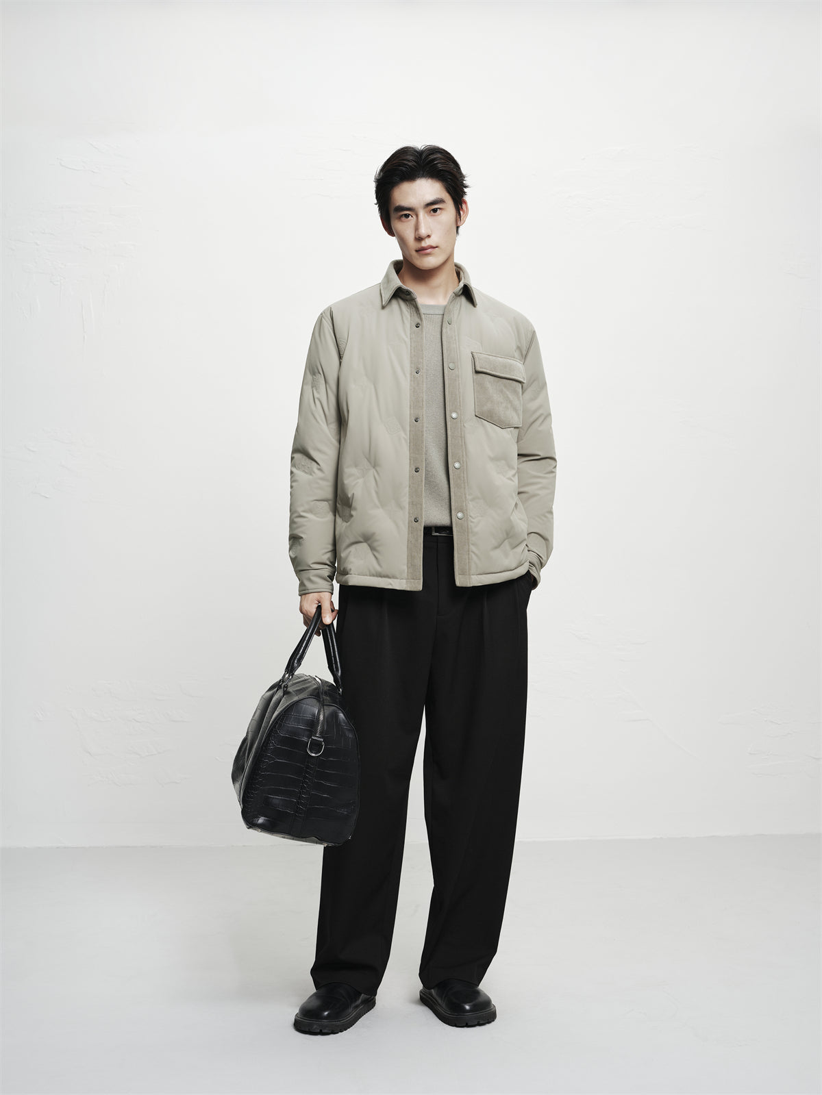 Men's Solid Lightweight Down Shirt Jacket