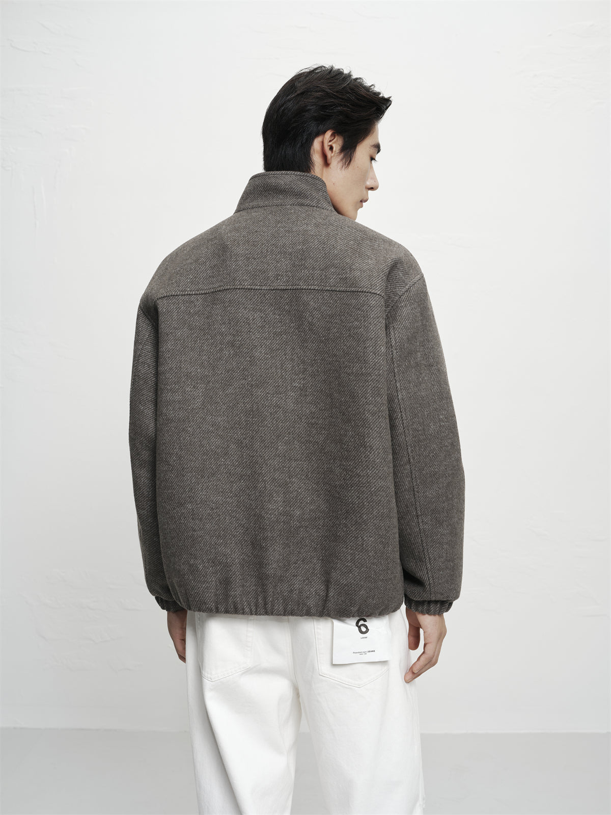 Men's Stand-Collar Wool-Blend Tailored Jacket