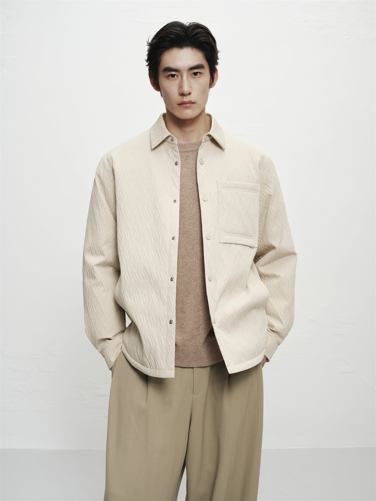 Men's 3D Jacquard Down Shirt Jacket