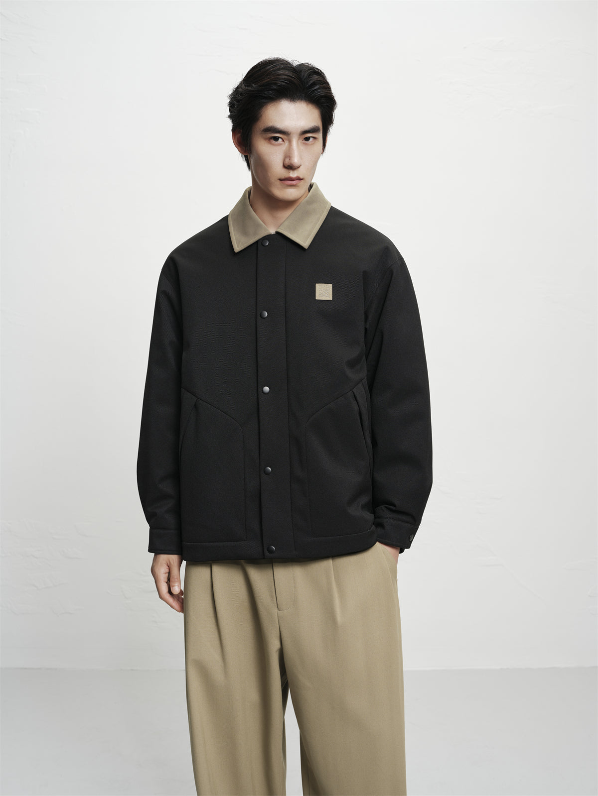 Men's Utility Down Jacket with Contrast Details