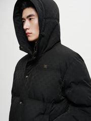 Men's Allover Tonal Jacquard Puffer Jacket