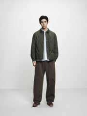 Men's Brown Down Jacket with Corduroy Collar