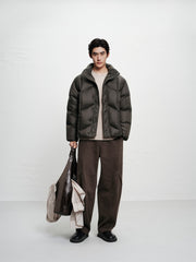 Men's Brown 95% Down Diamond-Quilted Puffer Jacket