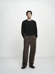 Men's Loose-Fit Brushed Sweater with Embroidery