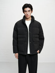 Men's Textured Jacquard Stand-Collar Down Jacket
