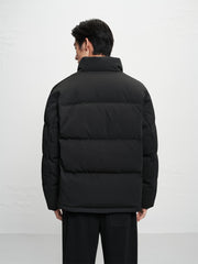 Men's Textured Jacquard Stand-Collar Down Jacket