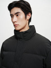 Men's Textured Jacquard Stand-Collar Down Jacket
