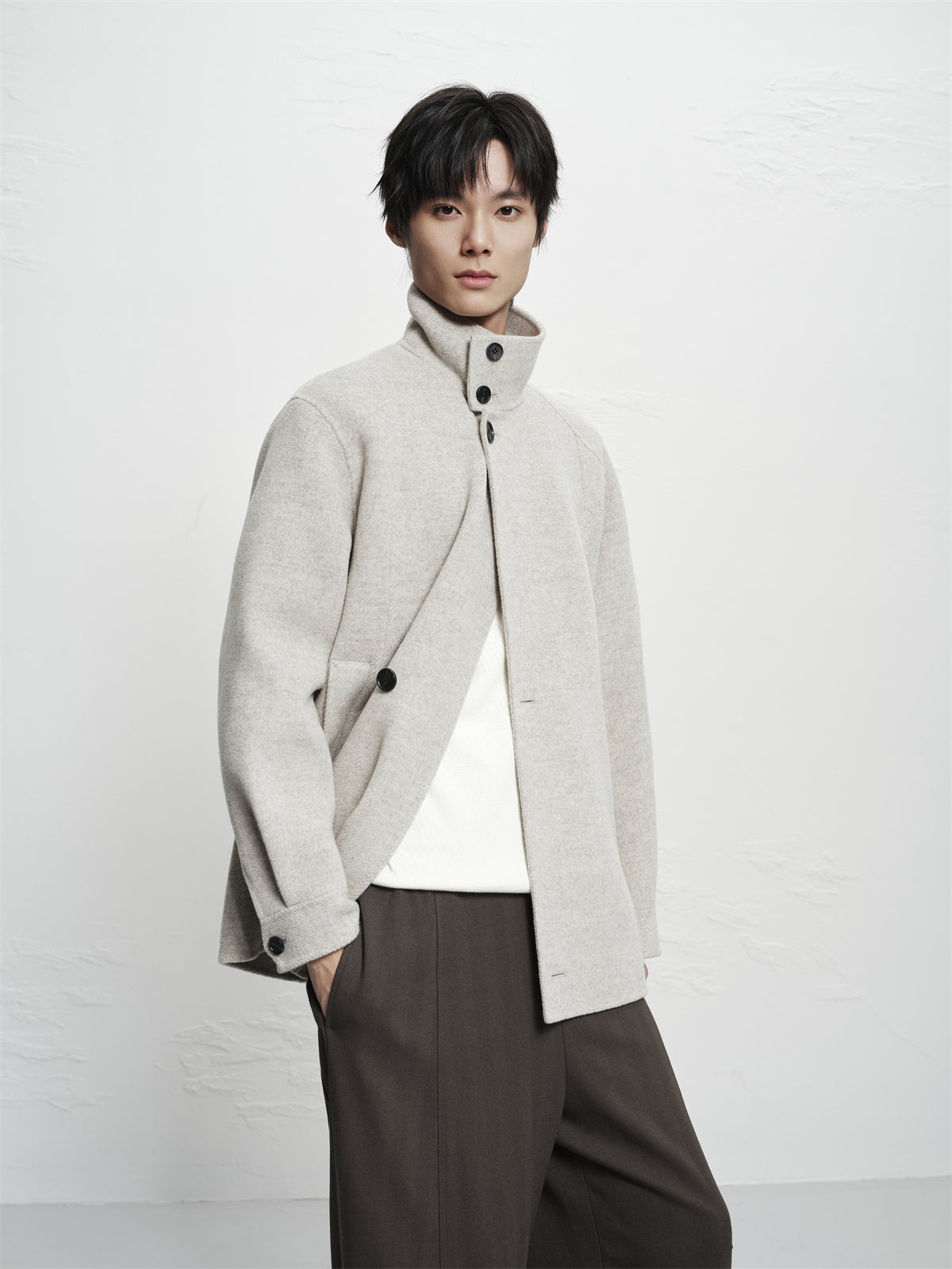 Men's Mid-Length Wool¨CCamel Hair Blend Coat
