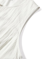 Women's white sleeveless dress with a scarf