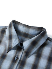Women's Commuter Tencel Plaid Detachable-Tie Shirt