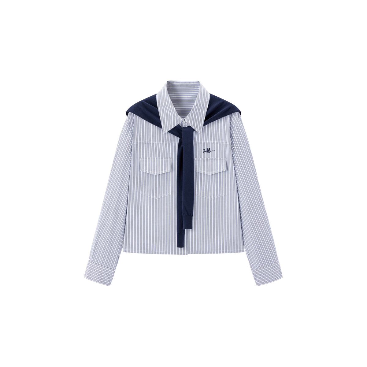 Women's Striped Shirt With Shawl