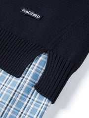 Women's Commuter Plaid Shirt & Knit Vest Two-Piece Set