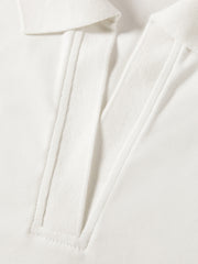 Women's Contrast Color Embroidered Polo Neck T-Shirt
