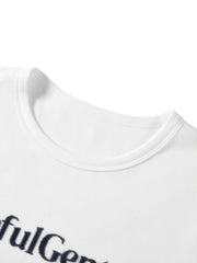 Women's Slim Fit T-Shirt with Flocked Letter Print