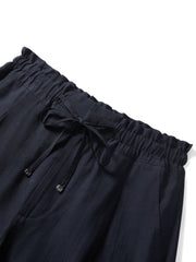Women's Casual Navy Wide-Leg Straight Pants