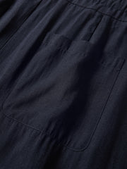 Women's Casual Navy Wide-Leg Straight Pants