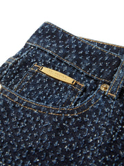 Women's Straight-Leg Jeans with Heavy Crochet Embroidery