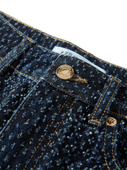 Women's Straight-Leg Jeans with Heavy Crochet Embroidery