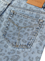 Women's High-Waist Leopard-Print Straight-Leg Jeans