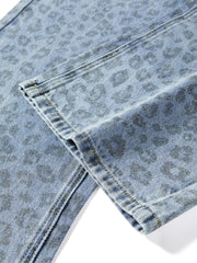 Women's High-Waist Leopard-Print Straight-Leg Jeans