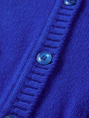 Women's Chanel-Style 100% Wool Blue Knit Cardigan