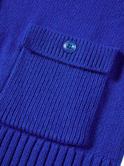 Women's Chanel-Style 100% Wool Blue Knit Cardigan