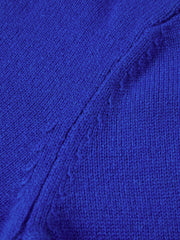 Women's Chanel-Style 100% Wool Blue Knit Cardigan