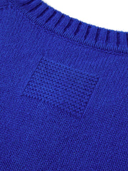 Women's Chanel-Style 100% Wool Blue Knit Cardigan