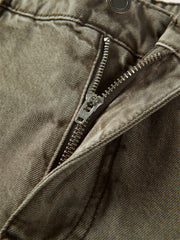 Women's Washed Cotton High-Waist Wide-Leg Jeans