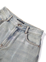 Women's Vintage Distressed Oversized Curved-Leg Pants