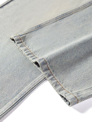 Women's Vintage Distressed Oversized Curved-Leg Pants