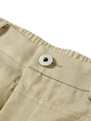 Women's Utility-Style Detachable Plaid Chestnut Curved-Leg Pants