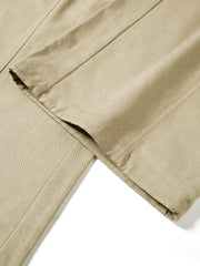 Women's Utility-Style Detachable Plaid Chestnut Curved-Leg Pants