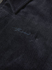 Women's Commuter Navy Plaid-Panel Corduroy Jacket