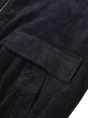 Women's Commuter Navy Plaid-Panel Corduroy Jacket