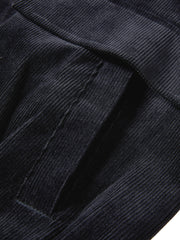 Women's Commuter Navy Plaid-Panel Corduroy Jacket