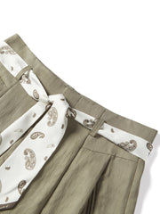 Women's high-waist A-line shorts with a scarf