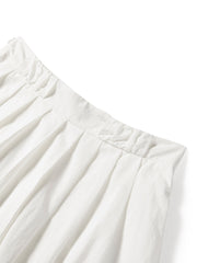 Women's White Pleated A-Line Skirt