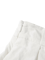 Women's White Pleated A-Line Skirt