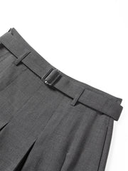 Women's Cropped Pleated Plaid Trousers