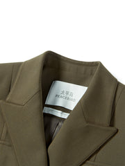 Women's Cropped Double-Breasted Peak-Lapel Blazer