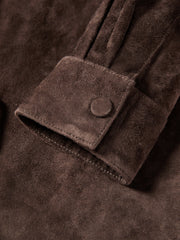 Women's Casual Suede-Finish Waist-Cinching Leather Jacket