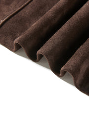 Women's Casual Suede-Finish Waist-Cinching Leather Jacket