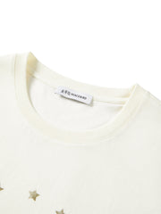 Women Casual Loose Flocked Graphic Tee