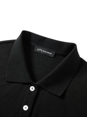 Women's Cropped Slim-Fit Ruched Polo Shirt