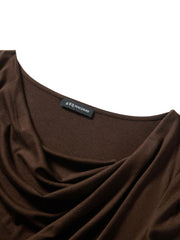 Women's casual draped collar short-sleeve top