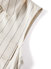 Women's Minimalist Vertical Stripe V-neck Top