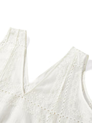 Women's Sleeveless V-Neck Lace Embroidered Top